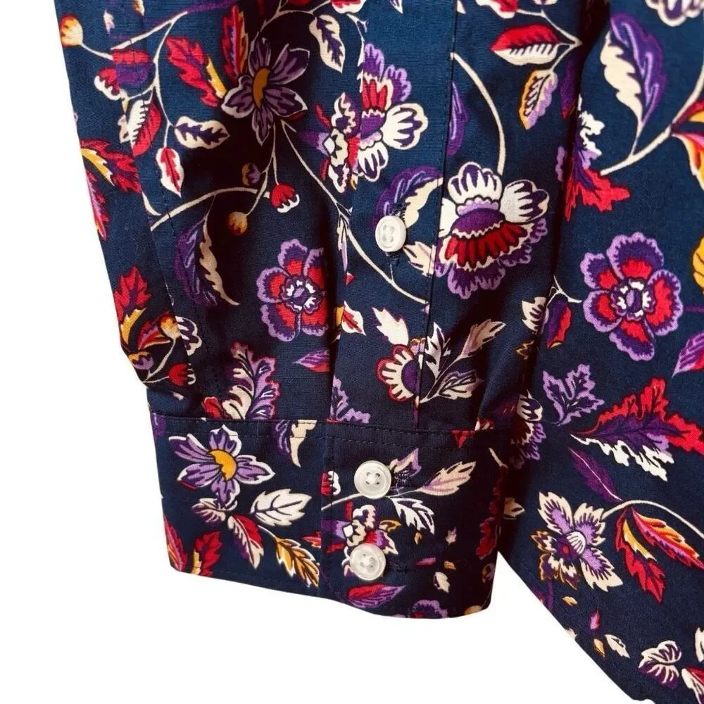 Lands’ End No Iron Supima 10 essential print button front long sleeve shirt